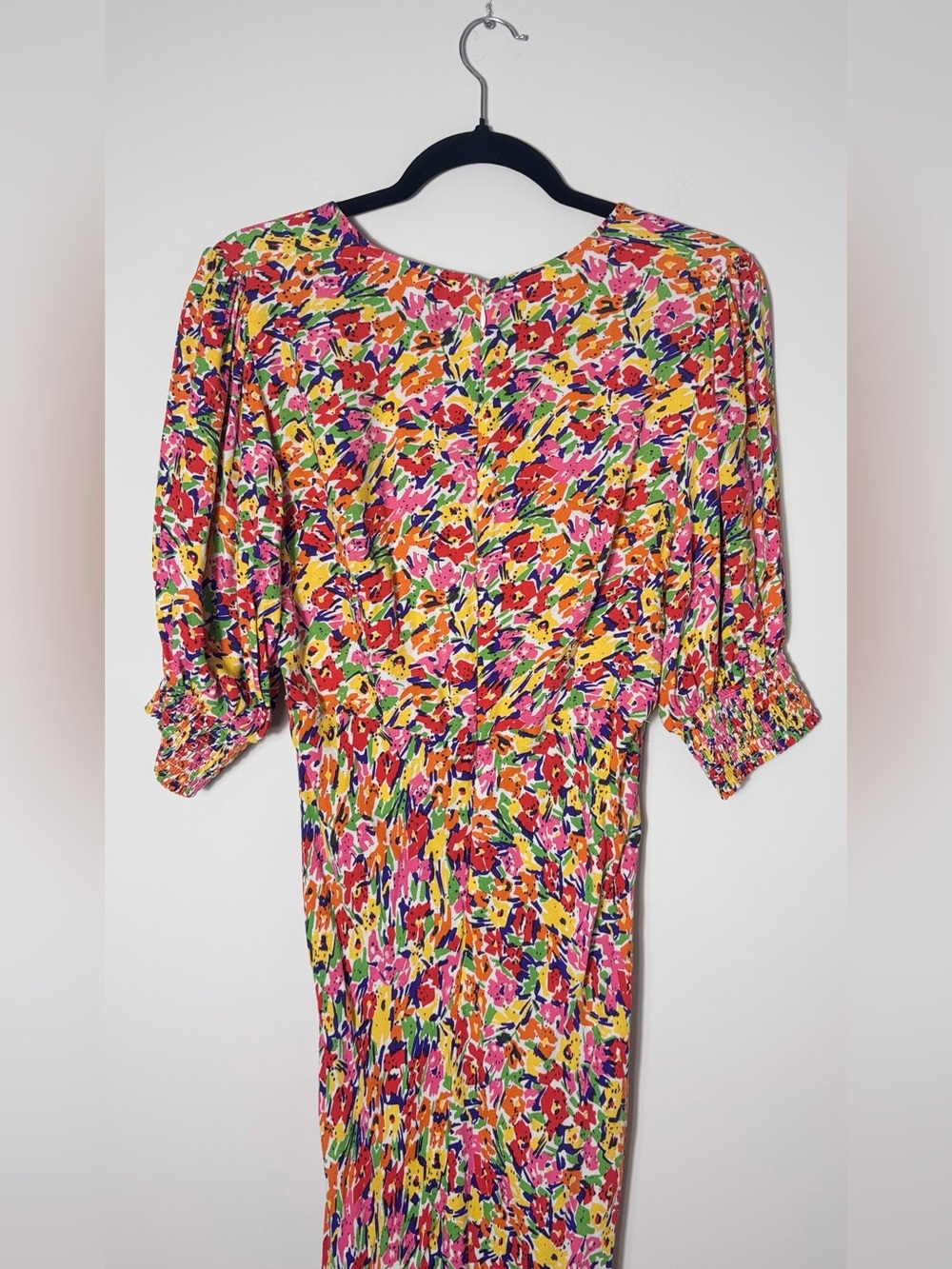 Rixo for Target Floral Multicolor Maxi Dress V-Neck Puff Sleeve Size 10 - Picture 3 of 5